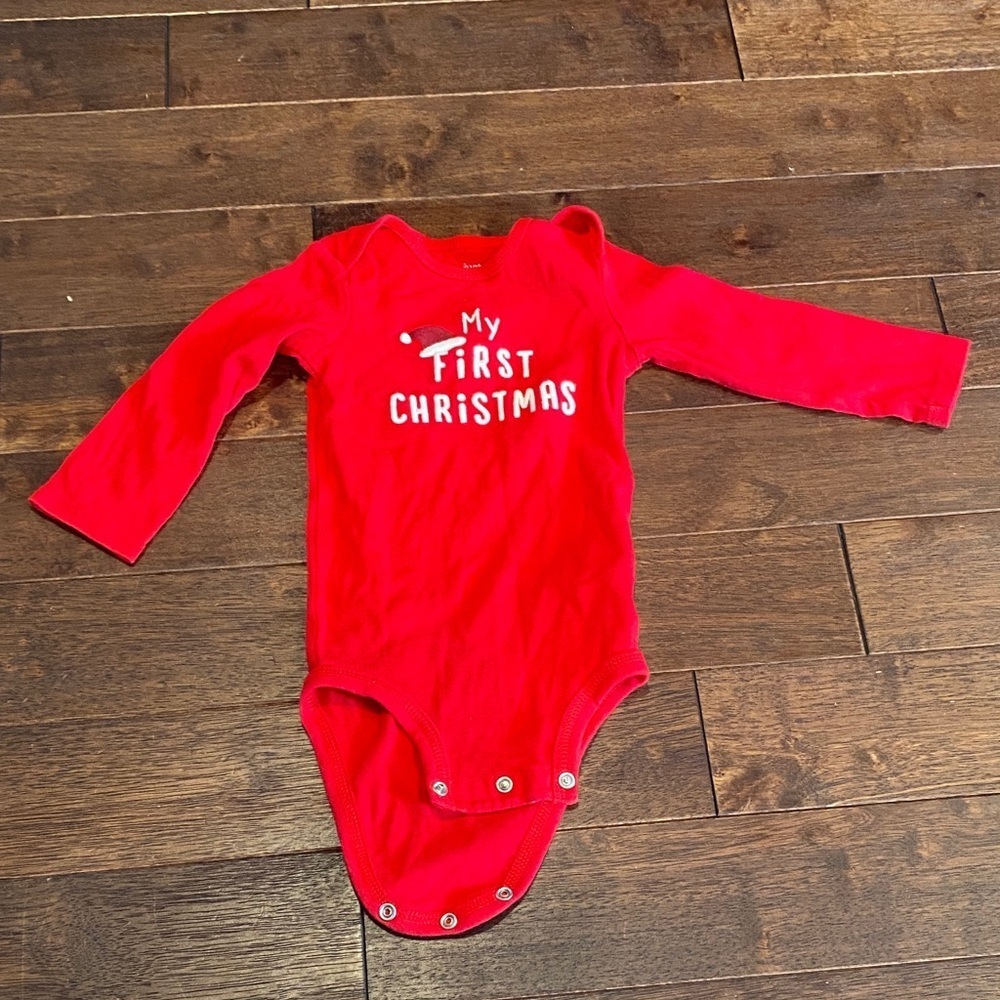 My first Christmas red Bodysuit 12 months